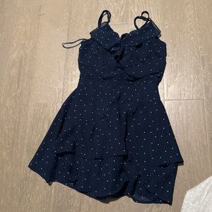 Blue and White Mini Dress with Spaghetti Straps